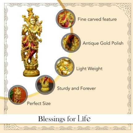 Elysee Decor's Premium Polyresin Lord Krishna Statue for Home Decor (35 cm) - Image 4