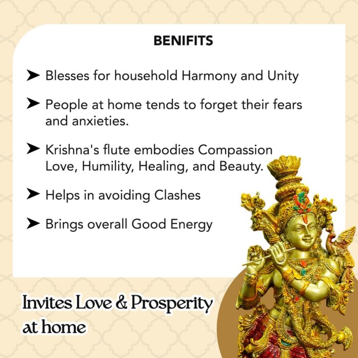 Elysee Decor's Premium Polyresin Lord Krishna Statue for Home Decor (35 cm)