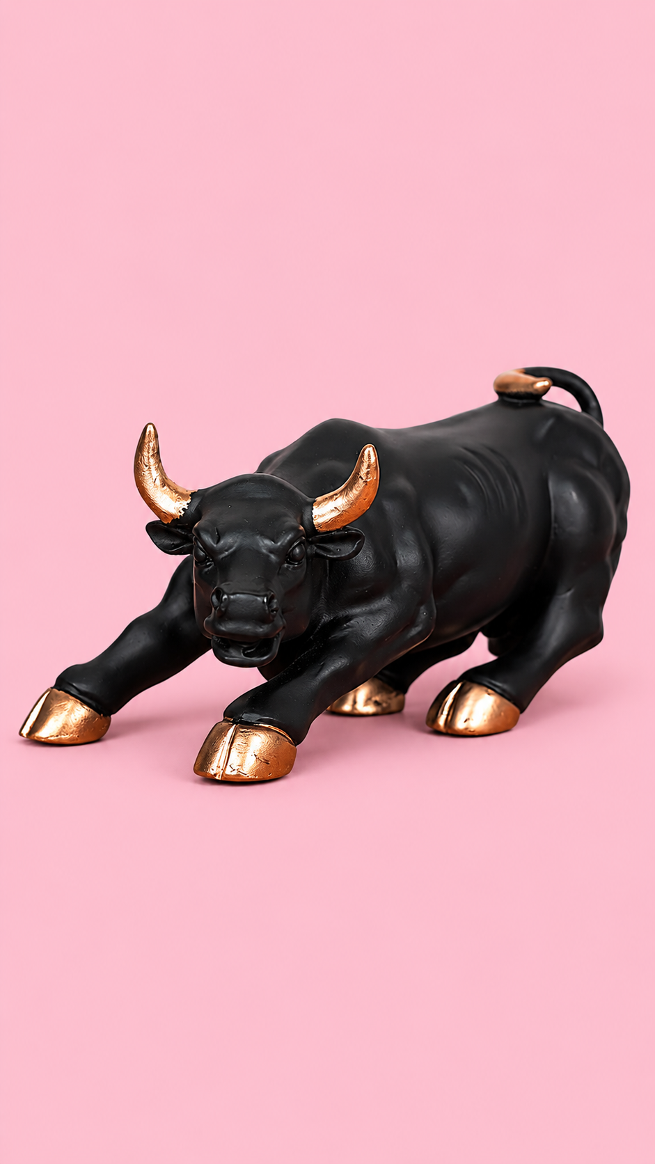 Powerful Charging Bull Statue for Home Decor Handcrafted matte black and gold charging bull statue for home decor and office desk display