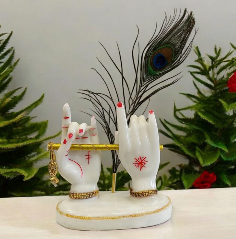 lord krishna hand with flute showpiece handcrafted by Elysee Decor