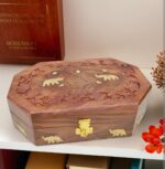 wooden jewellery box with elephant design