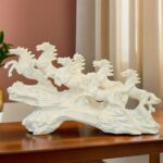 Elysee Decor marble 7 horse showpiece in elegant ivory glossy finish