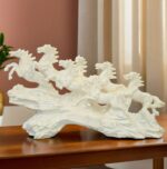 Elysee Decor marble 7 horse showpiece in elegant ivory glossy finish