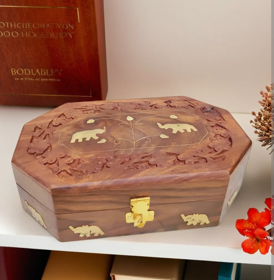 wooden jewellery box with elephant design wooden jewellery box with elephant design
