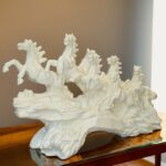 Elysee Decor marble 7 horse showpiece in elegant ivory glossy finish