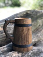 handcrafted wooden beer mug rustic barrel tankard by Elysee Decor