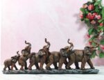 elephant family statue set of 7 trunk up handcrafted by Elysee Decor