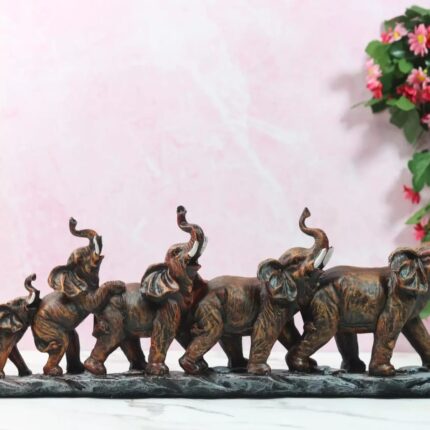 elephant family statue set of 7 trunk up handcrafted by Elysee Decor